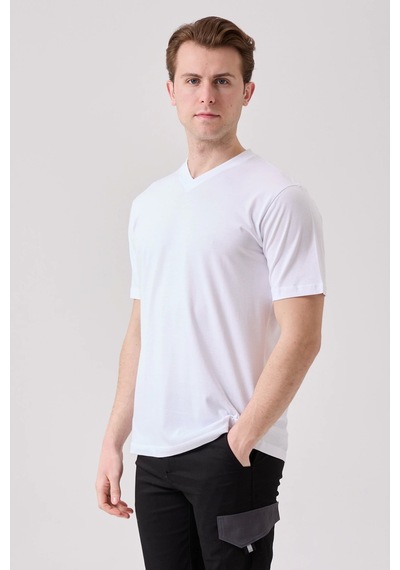 Galanthus V Yaka T-shirt - Nefes Alabilir, Rahat Ve Sade Tasarım Beyaz