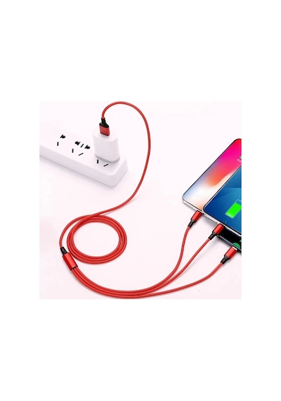 Nnbılı 3 İn 1 Şarj Kablosu Çoklu Usb Bağlantı Noktası Çoklu Usb Şarj Kablosu Black
