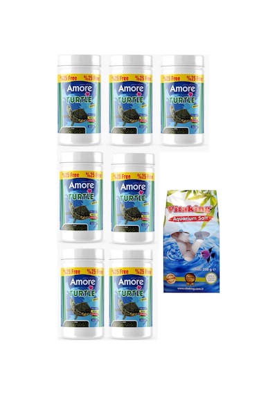 Amore Turtle Green Sticks 7 x 125 ML Su Kaplumbağası Yemi + Kaya Tuzu 250 G