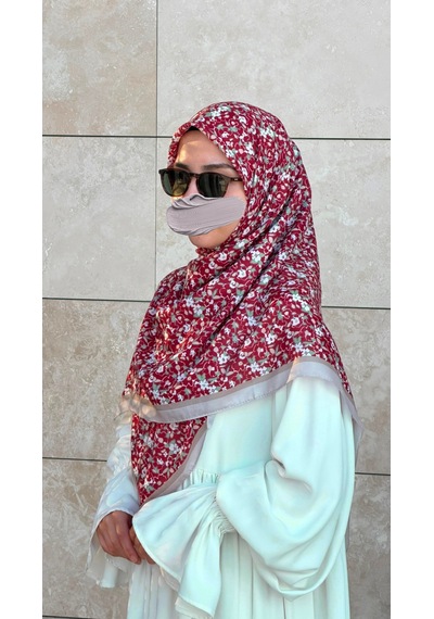 Qalortex Scarf Meyra Desen B.boy Eşarp - Bordo