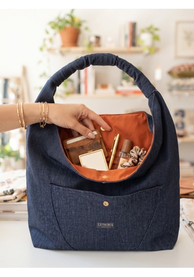 Lunora Collection Kadın Kot Körüklü Gabardin Çanta Açık Lacivert