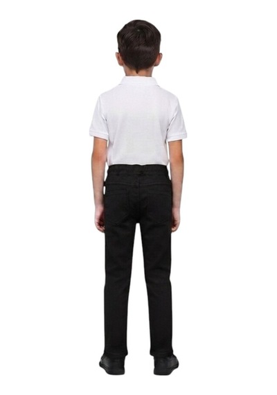Erdem Kıds Unisex Erkek Kız Çocuk Beli Lastikli Boru Paça Kanvas Keten Siyah Okul Pantolonu Siyah Siyah