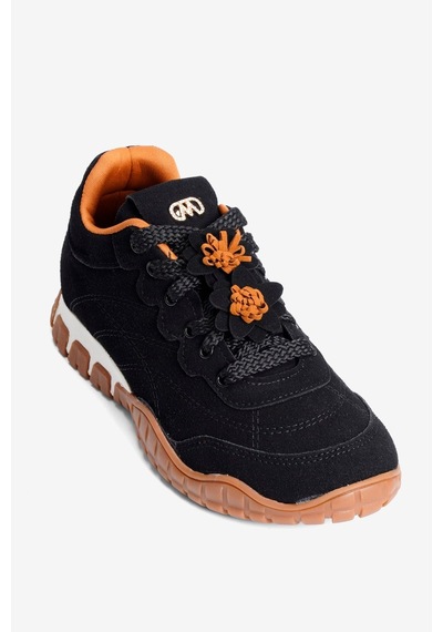 Mubiano Kadın Süet Sneaker Çiçek Aksesuarlı Günlük Spor Ayakkabı Nira Siyah