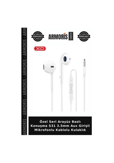 Özel Seri Arayüz Baslı Konuşma S31 3.5mm Aux Girişli Mikrofonlu Kablolu Kulaklık