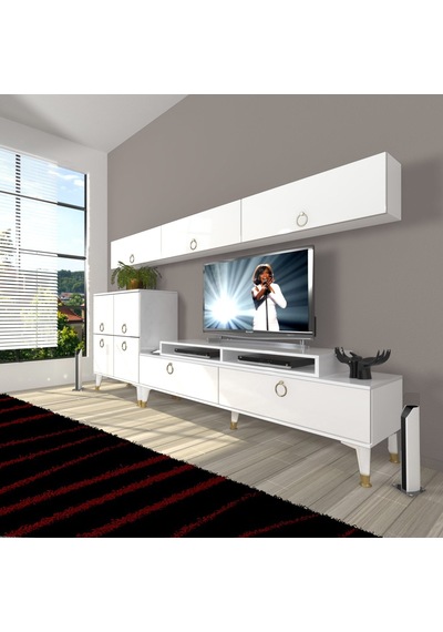 Decoraktiv Ekoflex 8 Mdf Gold Tv Ünitesi Tv Sehpası Beyaz
