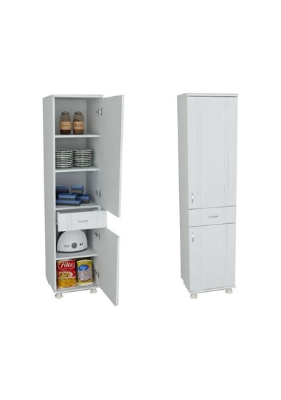 Mdf Lake Kapaklı Banyo Ve Mutfak Boy Dolabı Çekmeceli Beyaz