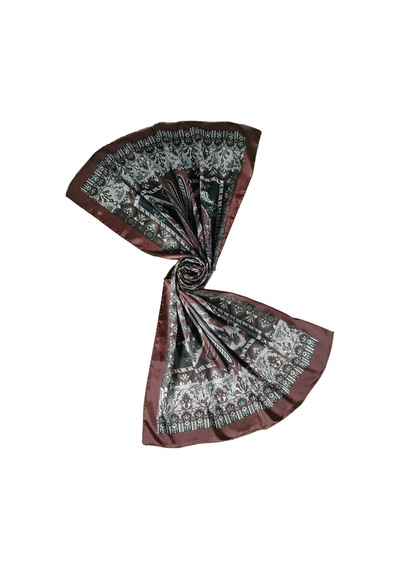 Mim Eşarp Işıl İpek Etnik Desenli Jan Jan Şal 75x190 Cm Bordo