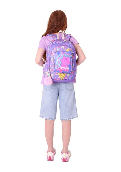 Kaukko Kids Üç Gözlü Kız Çocuk Okul Sırt Çantası Unicorn Detaylı - L5224 Mor - Sarı