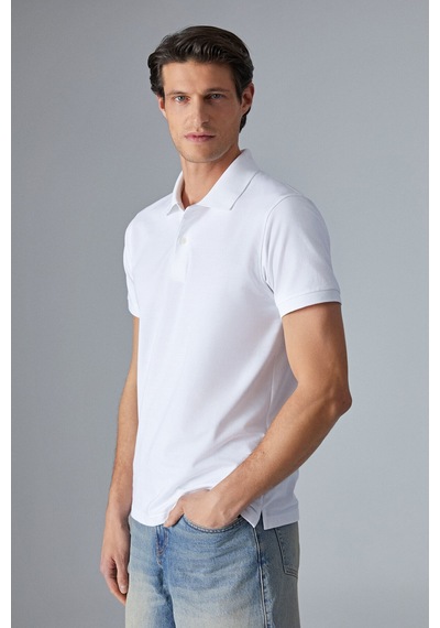 Grımelange MONAGHAN Erkek Polo Yaka Relaxed Fit Patlı Düğmeli Kısa Kollu Beyaz T-Shirt Grımelange MONAGHAN Erkek Polo Yaka Relaxed Fit Patlı Düğmeli Kısa Kollu Beyaz T-Shirt
