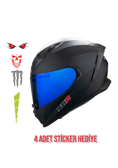 Ncr Stream Mavi Vizörlü Kapalı Kask Mat Siyah