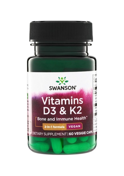 Swanson Nutrition Vitamin D3 Ve K2 Takviye Edici Gıda 60 Kapsül Gıda Takviye