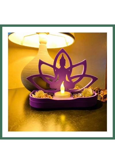 En-cag 3d Baskı Lotus Buda Mumluk - Dekoratif Tealight Mumluk-mor Bss