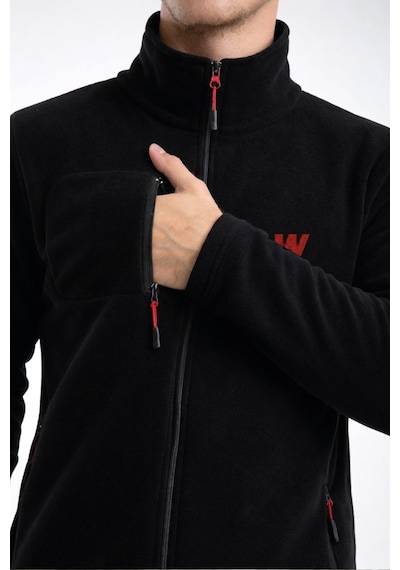 Walke Premium Erkek Tam Cepli Fermuarlı Outdoor Spor Polar Ceket Siyah