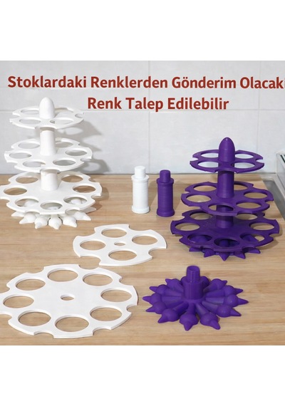 - 3 Katlı Dikey Yumurta Standı 18 Li Yumurta Tutucu Organizer Pembe