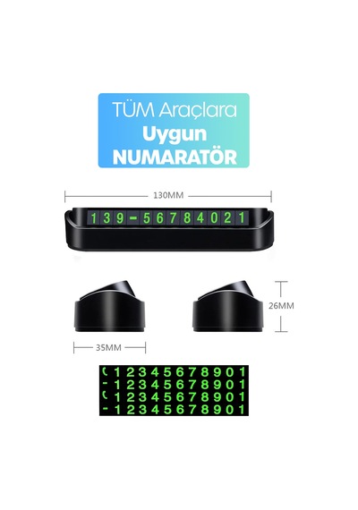 2li Set Numaratör + Araç Telefon Tutacağı Torpido Cam Klima Vantuzlu Araba Telefon Tutucu Tt01