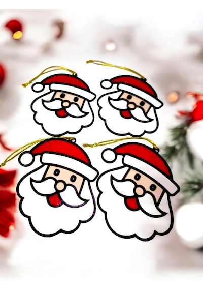 Yılbaşı Çam Ağacı Süsleri Neol Baba 4 Adet 9 X 9 Cm Noel Baba