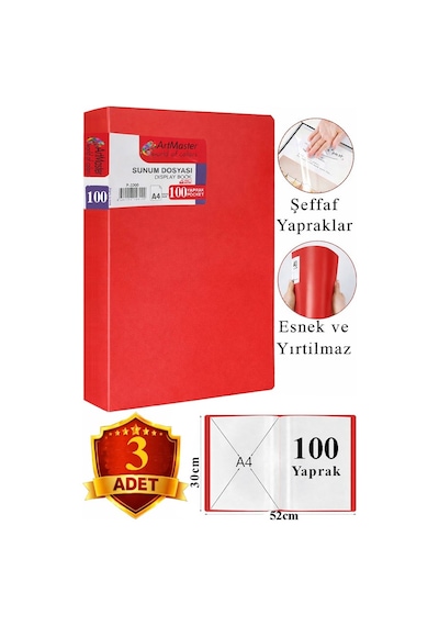 Kırmızı Sunum Dosyası 100 Lü 3 Adet Poşet Dosyalı Katalog Dosyası 100 Poşetli Kendinden Dosya Plastik Kapaklı Diğer Kırmızı Sunum Dosyası 100 Lü 3 Adet Poşet Dosyalı Katalog Dosyası 100 Poşetli Kendinden Dosya Plastik Kapaklı Diğer