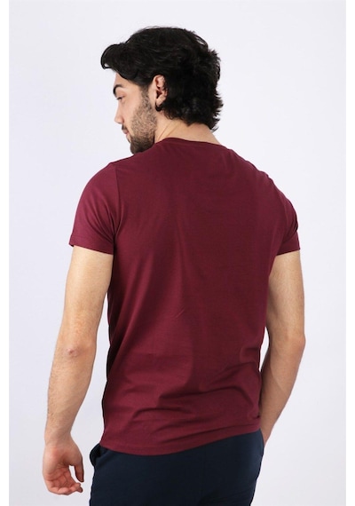 Rich Erkek Nakış Baskılı T-shirt Bordo