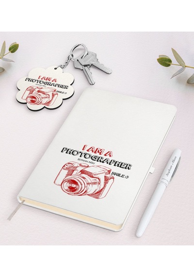 Kişiye Özel Profesyonel Fotoğrafçı Beyaz Defter Kalem Ve Anahtarl