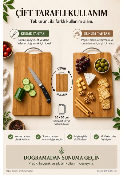 Bambu Askılı Kesme Tahtası Kahverengi