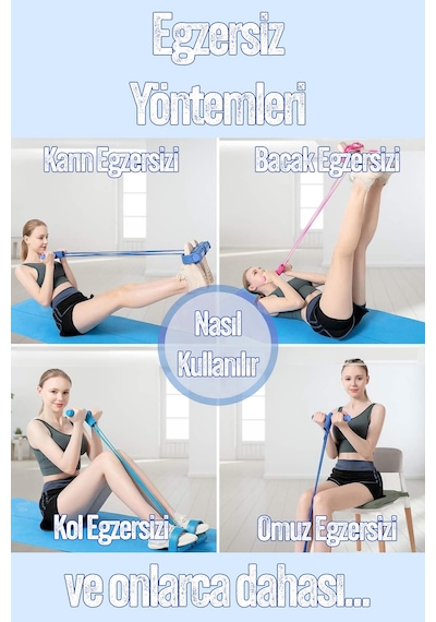 Body Trimmer Mekik Kürek Çekme Bel İnceltme Aleti Evde Spor Lastikli Egzersiz Lastiği Mavi