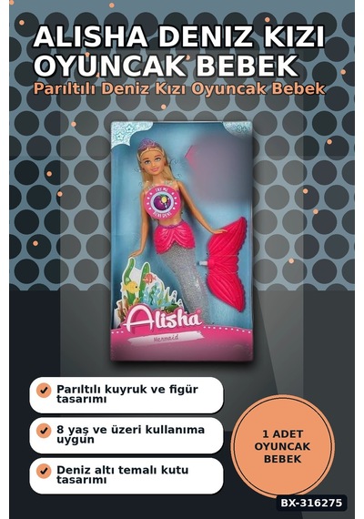 Alisha Deniz Kızı Oyuncak Bebek 29 Cm Renkli Figür Tekli Set Bx-316275
