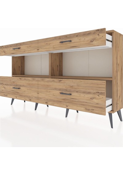 Arges Konsol 2 Raflı 4 Çekmeceli 176x30x99 Çam-çam Çam-çam