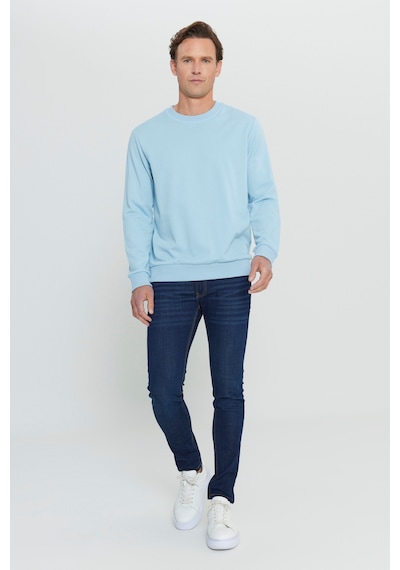 AC&Co / Altınyıldız Classics Standart Fit Normal Kesim Bisiklet Yaka Erkek Sweatshirt Açık Mavi