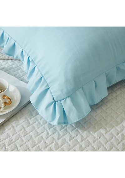 Maki Home Yüzde Yüz Pamuklu Açık Mavi Fırfırlı İki Adet 50x70 Yas