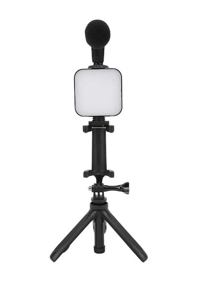 Telefon Tutucu Mini Mikrofonlu Tripod Vlog Çekim Video