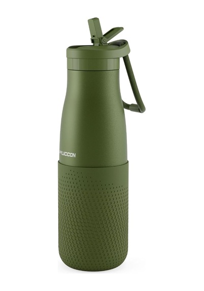Haki 500 Ml Çelik Okul Matarası - Silikon Gövdeli Nokta Çelik Termos - 50027 Diğer