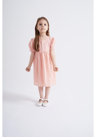 Oliventhekid Kolları Ve Beli Lastikli Kız Çocuk Elbise Pembe Pembe