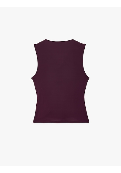 Koton Slim Fit Kolsuz Drapeli Degaje Yaka Atlet Mürdüm 7wak10101ek Mor