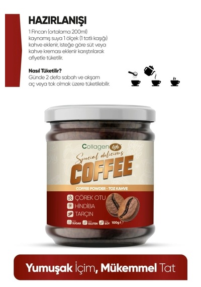 Collagen Life Hindiba, Tarçın Ve Çörekotu İçeren Detox Kahve Net 100gr Diğer