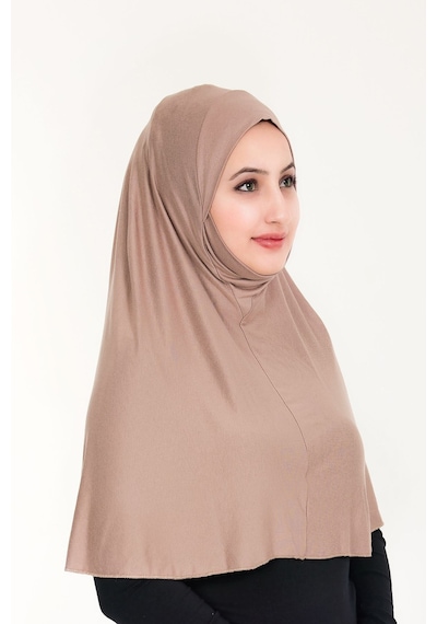 Peçeli Hazır Türban Pratik Şal Hijab Namaz Örtüsü Vizon