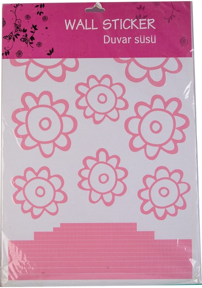 Sıa Duvar Süsü Sticker Pembe Papatyalı Şeffaf Filmli Pvc