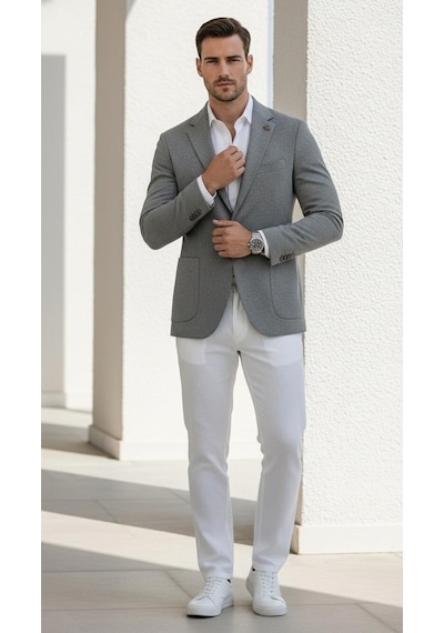 Plus Scorpion Ck089 Erkek Slim Fit Blazer Ceket Tek Düğmeli Çift Yırtmaçlı Torba Cepli Yarım Astarlı Gri Plus Scorpion Ck089 Erkek Slim Fit Blazer Ceket Tek Düğmeli Çift Yırtmaçlı Torba Cepli Yarım Astarlı Gri