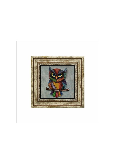 Baykuş Baskılı Taş Tablo 25x25 531