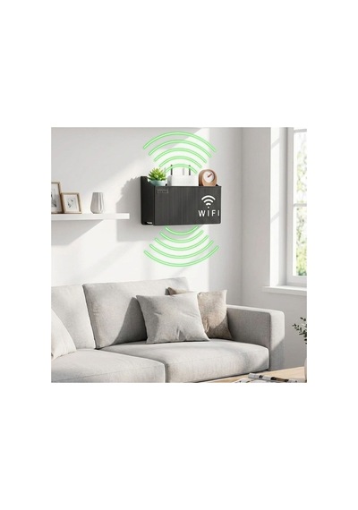 Duvar Tipi Wi-fi Modem Saklama Kutusu Siyah Kablo Düzenleyici Router Raf Organizer 5671