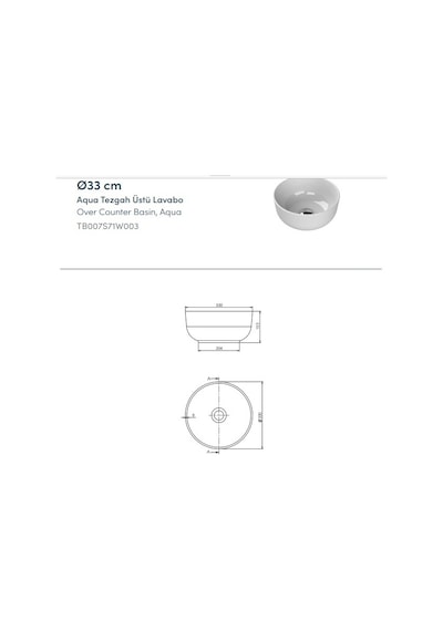 Turkuaz Seramik Cerastyle Aqua Lavabo Çanak 33CM
