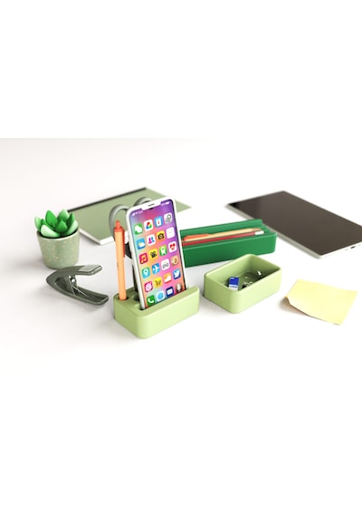 Idy Arc - Desk Organizer Mıknatıslı Çok Bölmeli Masaüstü Düzenleyici Ve Telefon Standı Yeşil