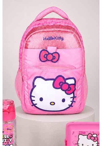 X Dekomus Lisanslı Hello Kitty Glitter Bow Collection Büyük Boy Okul Çantası,beslenme Kabı Ve Matara Seti Altın