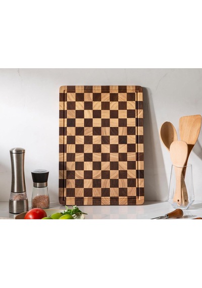 Valkyrie Doğal Akasya Ahşap Kesme Tahtası 43x33 Cm Kaydırmaz Tabanlı, Profesyonel Servis & Sunum Tahtası
