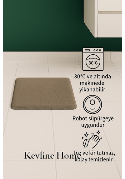 Buççin Online Mağaza Dekoratif Kaymaz Taban Papatya Kesimli Banyo Paspası, Klozet Takımı, 60x100-50x60 Cm Polyester Kahve Çok Renkli