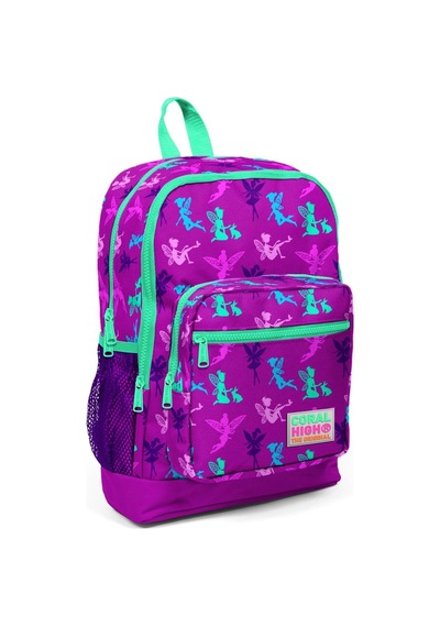 Coral High Kids Koyu Pembe Su Yeşili Peri Desenli 3 Lü Okul Çanta Seti Set0123109