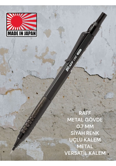 Raff Metal Gövde 0.7 Mm Siyah Renk Uçlu Kalem Metal Versatil Kalem Çok Renkli