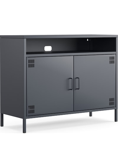 Pera Tv Ünitesi, Tv Dolabı,2 Kapaklı, Açık Raflı 100,50 X 40 X 79,50 Cm Ral 7016 Antrasit Pera Tv Ünitesi, Tv Dolabı,2 Kapaklı, Açık Raflı 100,50 X 40 X 79,50 Cm Ral 7016 Antrasit