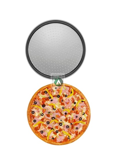 2 Adet 36cm Delikli Pizza Tepsisi Lahmacun Pide Tepsisi 36 Cm 2 Parça Çelik Pizza Tepsisi Ahşap - Beyaz