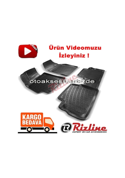 Toyota Uyumlu Auris 3D Paspas Havuzlu Siyah 2007-2013 Arası 4Prç Rizline N11.19427