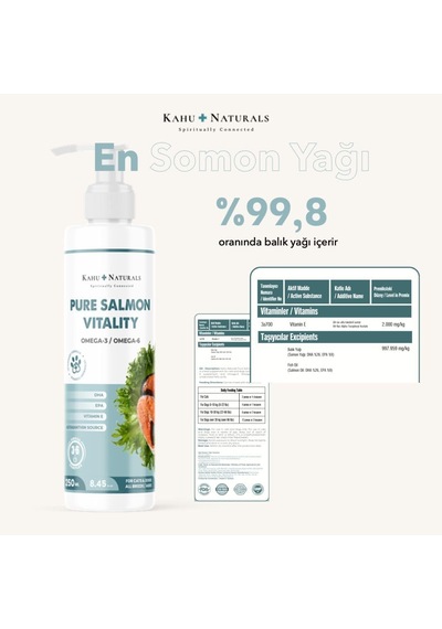 Pure Salmon Vitality%100 Doğal Norveç Somon Yağı, Omega 3 Ve 6, E Vitamini, Kedi Ve Köpek, 250 Ml